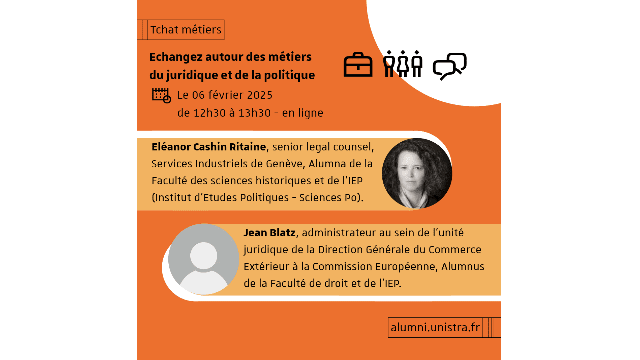 Eléanor Cashin Ritaine et Jean Blatz, diplômés en droit, témoignent de leur parcours à l'international